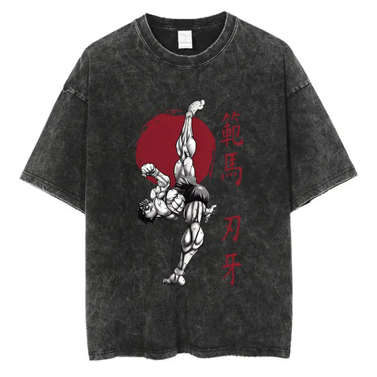 Baki Haman: Tshirts Harajuku Vintage 100% Cotton 2024 New Washed T Shirt For Men Hip Hop Streetwear Oversize T-shirt