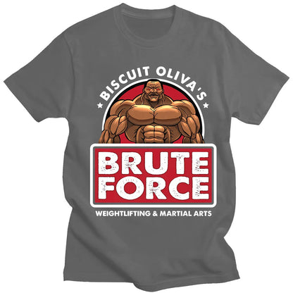 Baki: Biscuit Oliva Brute Force Newest TShirts Grappler Baki Hanma Yujiro Dou Manga Men Harajuku Fabric Streetwear Round Neck T Shirt