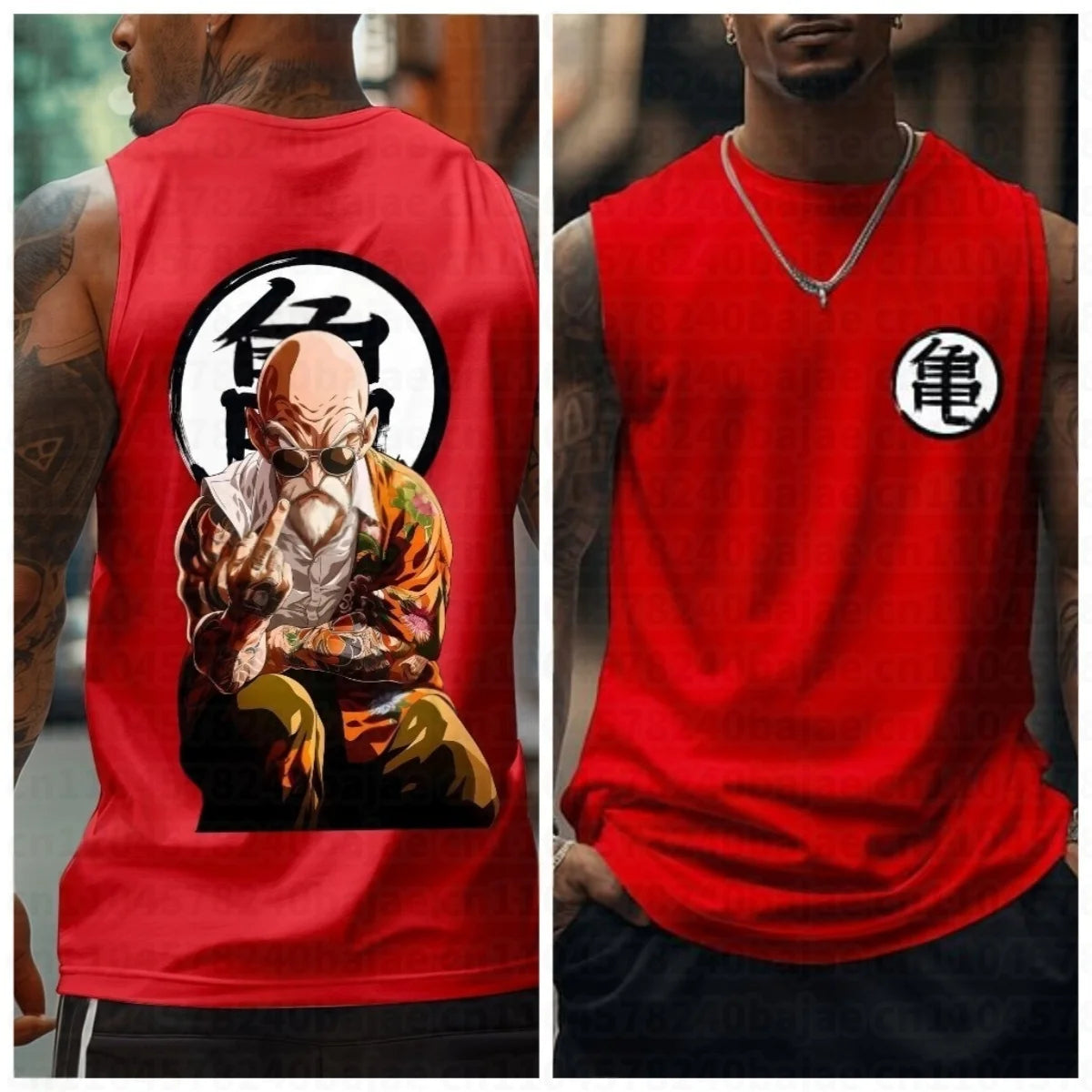 Dragon Ball: Master Roshi Anime Muscle Tank Top Men Streetwear Sleeveless Shirt Summer Graphic Print Casual Fitness Workout Vest