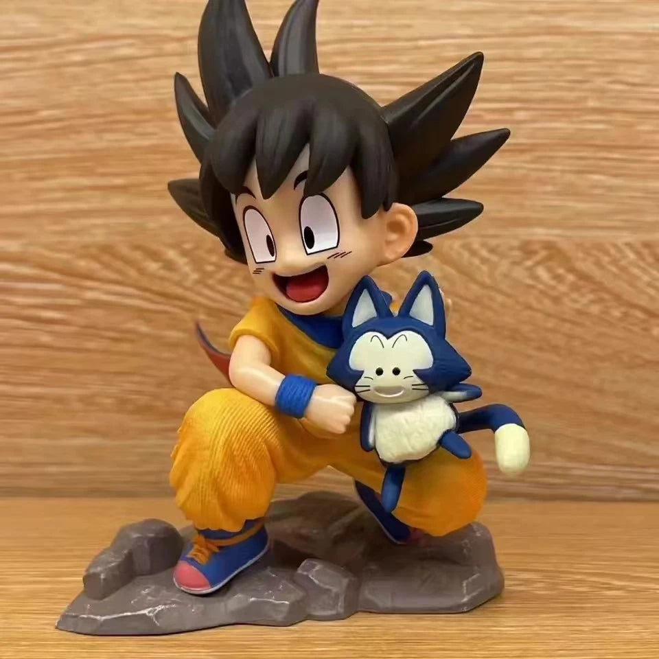 Dragon Ball: Childhood Little Goku Hugs Puer Ya Mu Tea Little Follower Figures Doll Pvc Model Statue Collection Toys Ornamen Gift