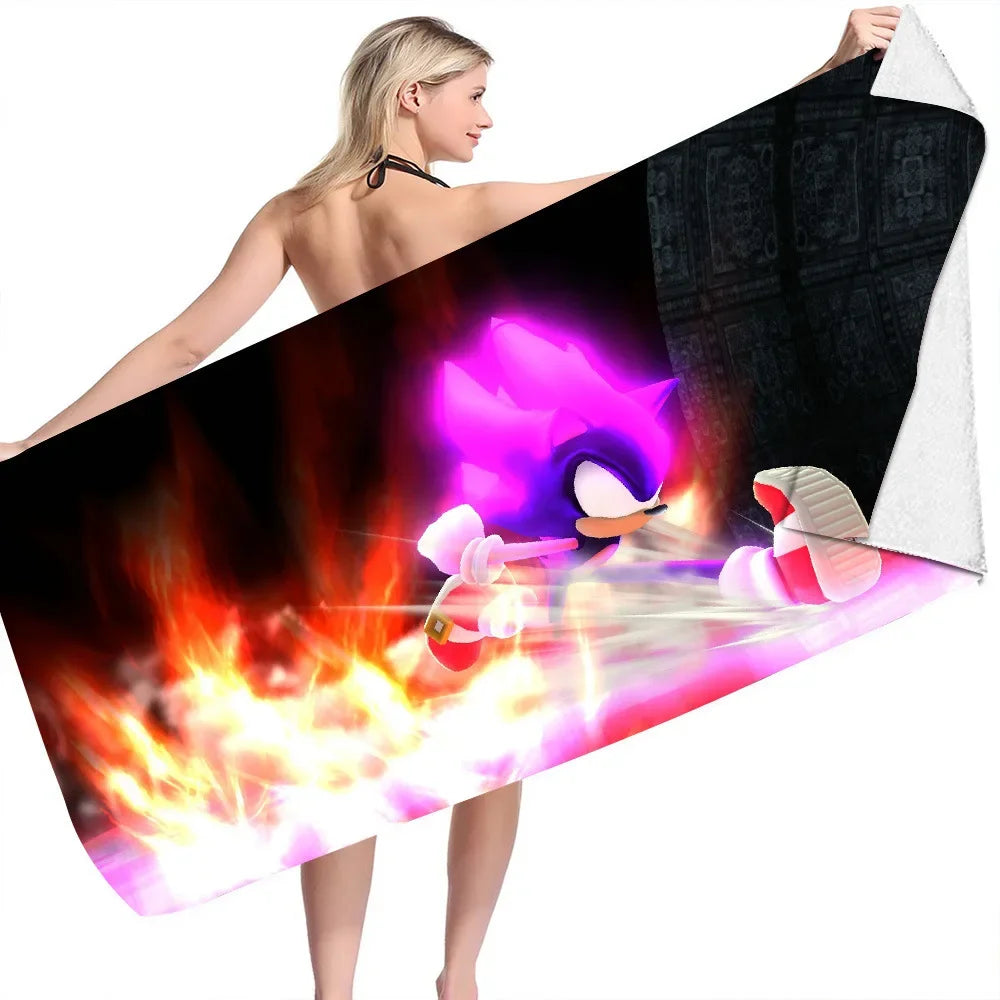Sonic the Hedgehog: Beach Towel Beach Towel Quick Dry Absorbent Towel Fitness Bath Towel Adult Kids Holiday Gifts