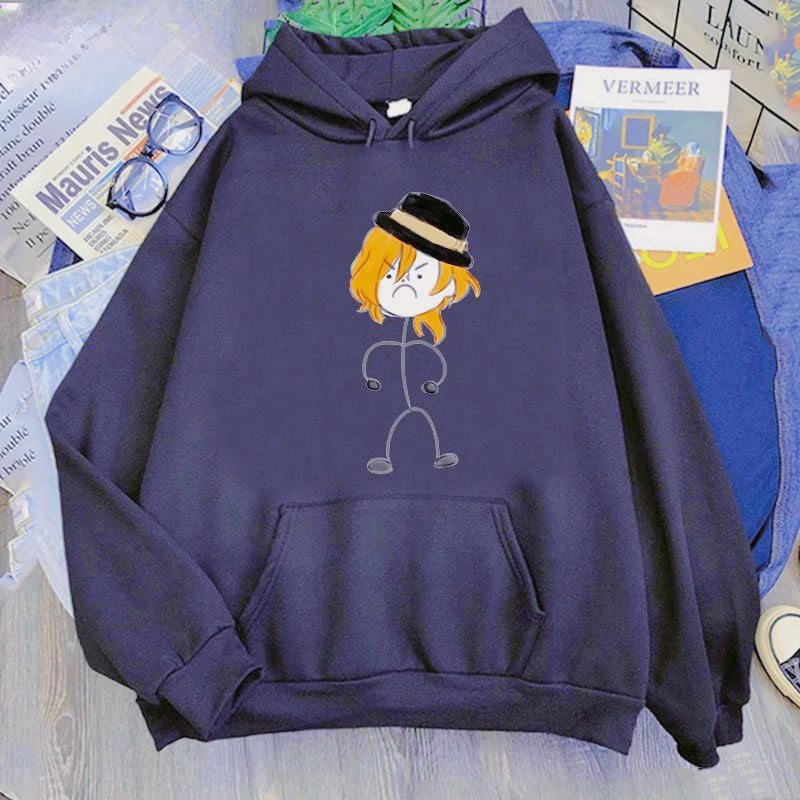 Bungo Stray Dogs: Anime Hooded Nakahara Chuuya Printed Men Women Hoodies Oversized Casual Sweatshirt Harajuku Unisex Streetwear