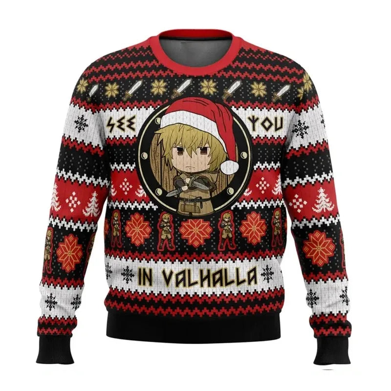 Vinland Saga: Ugly Christmas sweater gift Fashionable men and women pullover Cartoon anime couple Sweatshirt