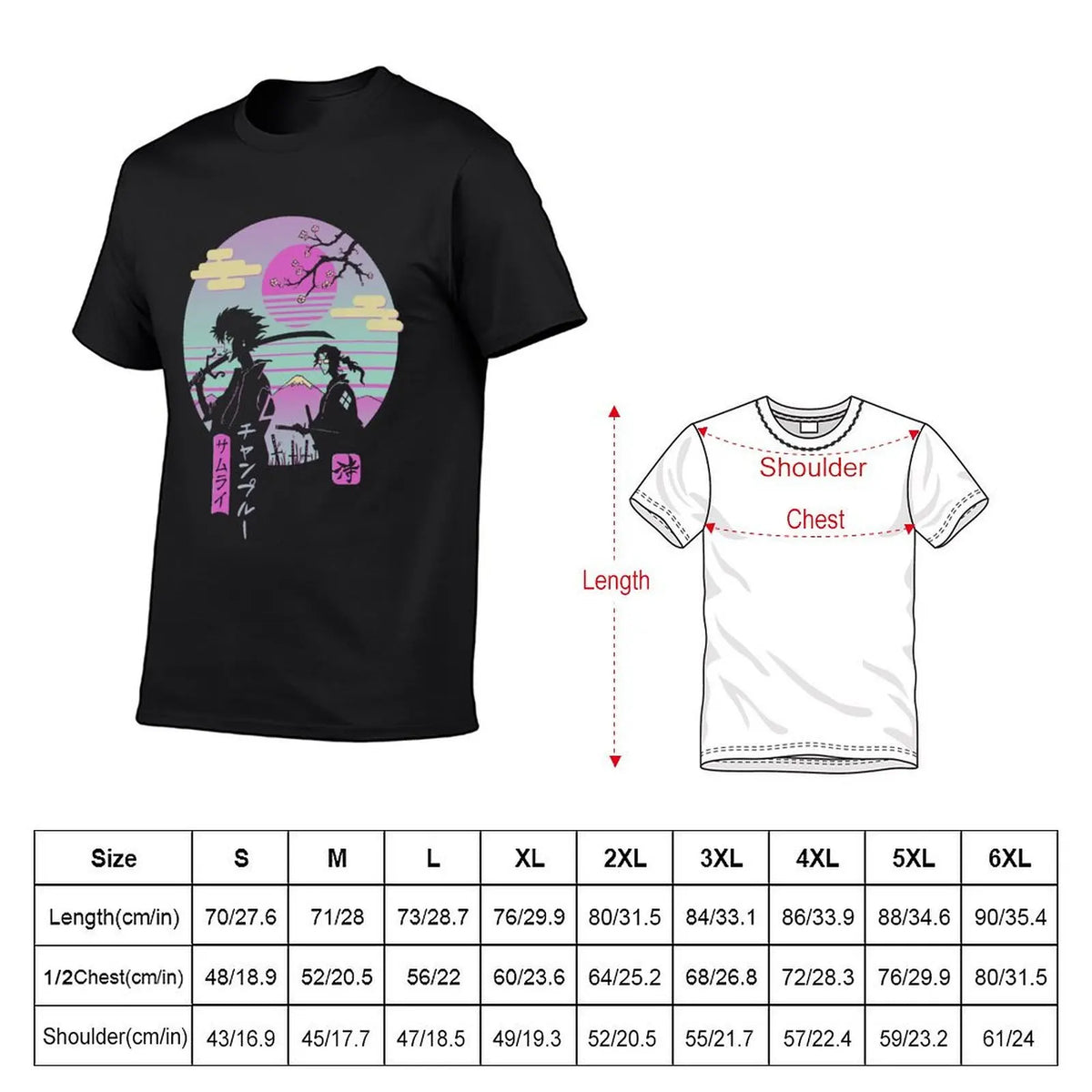 Samurai Champloo: T-shirt new edition summer top customs vintage mens t shirts casual stylish