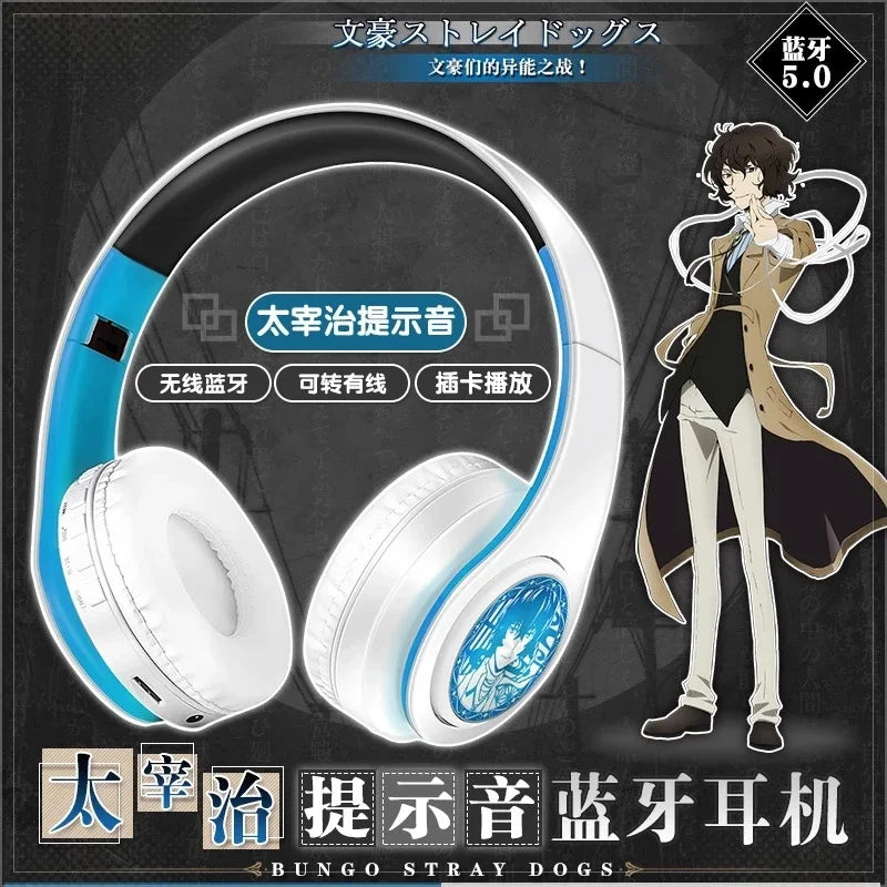 Bungo Stray Dogs: HEADPHONES  game Dazai Osamu cosplay wireless Bluetooth headset Nakahara Chuya comfortable stereo foldable gaming headphone