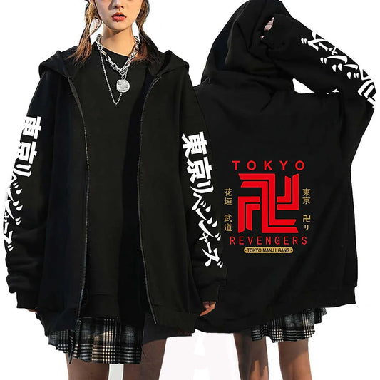 Tokyo Revengers: Plus Size Hoodie Mikey Baruhara Graphic Printed Hooded Men Women Sweatshirt With Zipper Hip Hop