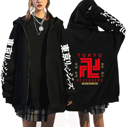 Tokyo Revengers: Plus Size Hoodie Mikey Baruhara Graphic Printed Hooded Men Women Sweatshirt With Zipper Hip Hop