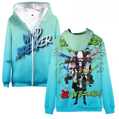 Wind Breaker: Hoodie Hooded Sweatshirts Zipper Jackets Haruka Sakura Jou Togame Graphic Zip Up Casual Fashion Streetwear