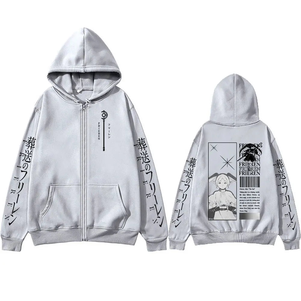 Frieren: Beyond Journey's End -- Zipper Hoodies Frieren Manga Pullover Men's Women Clothing Fashion Zip Up Hooded Sweatshirts