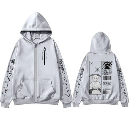 Frieren: Beyond Journey's End -- Zipper Hoodies Frieren Manga Pullover Men's Women Clothing Fashion Zip Up Hooded Sweatshirts