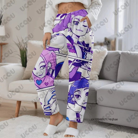 2025 Movie KPop Demon Hunters Huntrix Cartoon Print Couples Pajamas Pants For Women Men Autumn Winter Casual Fashion Long Pants