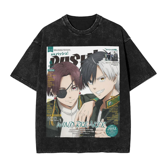 Wind Breaker: Jo Togame Washed T Shirt Novelty Harajuku Oversize Tee T-Shirts 100% Cotton