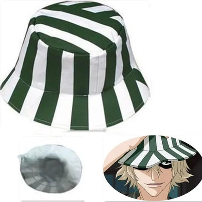 Bleach: Urahara Kisuke Cosplay Hat Cap Dome Green and White Striped Summer Cool Hat Watermelon Hat