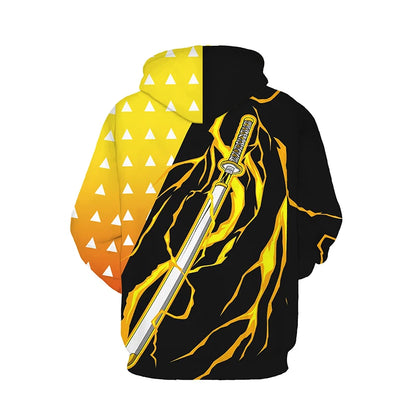 Demon Slaye:r Kimetsu No Yaiba 3D Hoodie Sweatshirts Demon Slayer Agatsuma Zenitsu Tomioka Giyuu Cosplay Men Coat Outfit