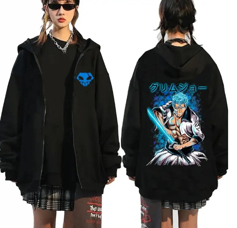 Bleach: Kurosaki Ichigo Printed Hooded Men Women Zip Up Hoodies Casual Loose Sweatshirt Harajuku Unisex Zipper Jacket