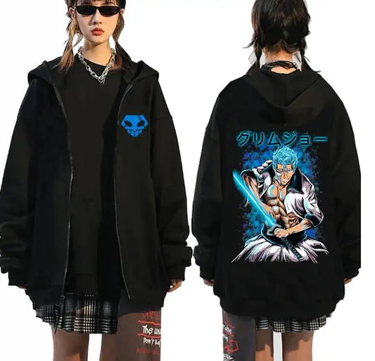 Bleach: Kurosaki Ichigo Printed Hooded Men Women Zip Up Hoodies Casual Loose Sweatshirt Harajuku Unisex Zipper Jacket