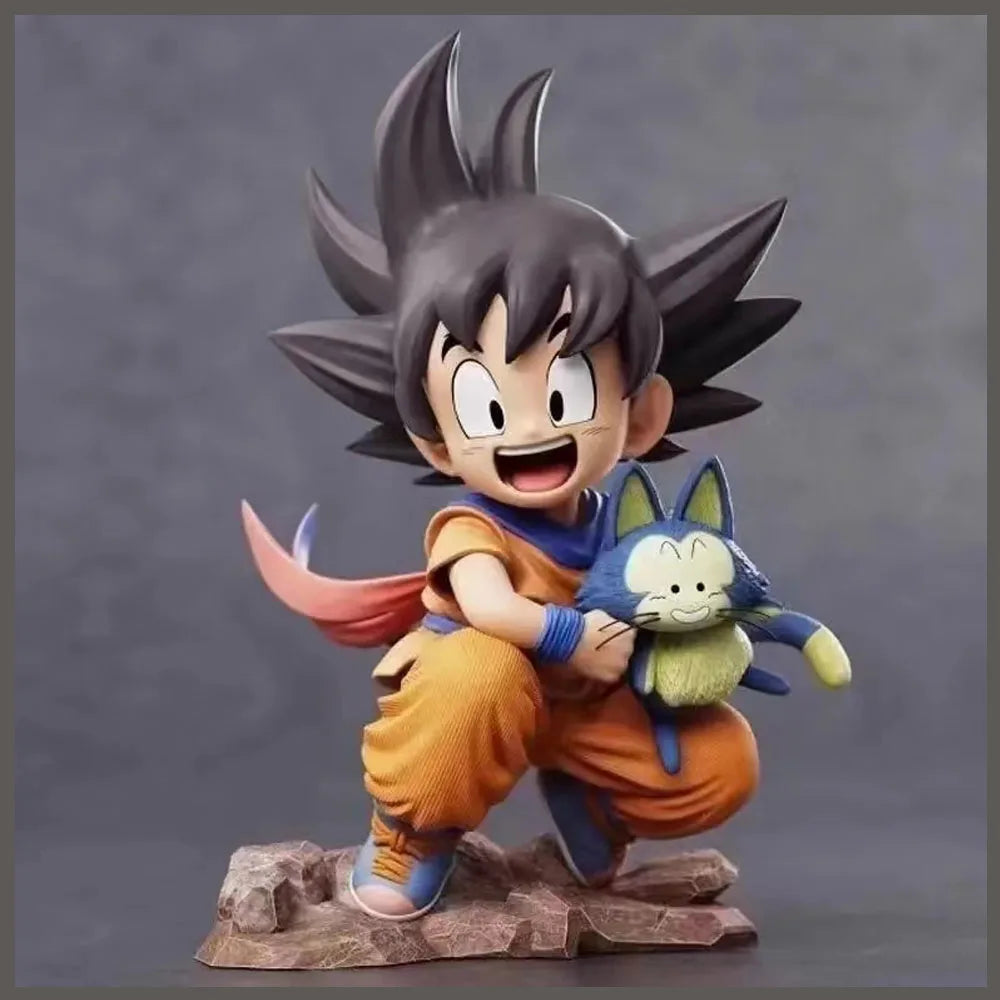 Dragon Ball: Childhood Little Goku Hugs Puer Ya Mu Tea Little Follower Figures Doll Pvc Model Statue Collection Toys Ornamen Gift