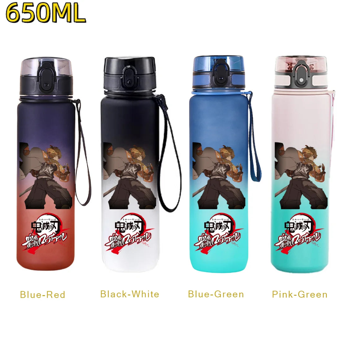 Demon Slayer: 650ML Kamado Tanjirou Water Bottle Kamado Nezuko Kochou Shinobu Fitness Drink Bottle Kettle Travel Office Jugs