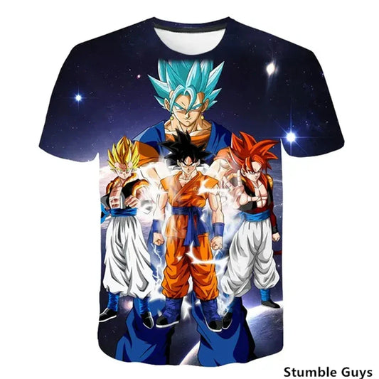 Dragon Ball: Men's 3D Printed Cartoon Tshirt Anime Z Tshirt Summer Harajuku Men Goku Clothes Super Saiya Short Sleeve T-shirt