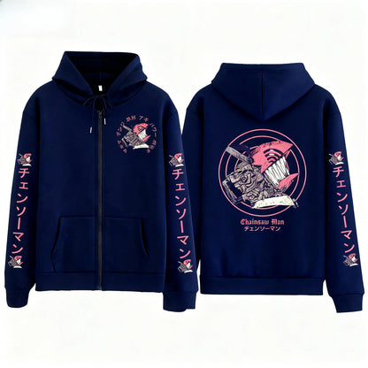 Chainsaw Man: Men's And Women's Zipper Coat Hoodie Sweater Long-sleeved Jacket Pochita Anime Spring And Autumn Top Winter