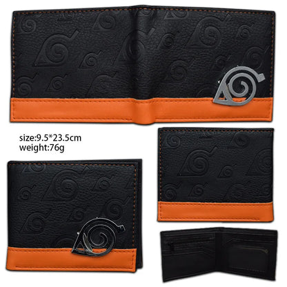 Naruto: Sasuke Cartoon PU Wallet Creative Simple Foldable Coin Purse Multifunctional Card Boys Gift