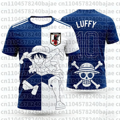 One Piece: Japan Luffy Football Jersey T-shirt Kids Football Special Jersey Kit Adult Men's Quick-Drying Sweatshirt