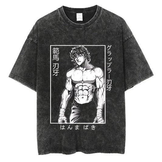 Baki Haman: Tshirts Harajuku Vintage 100% Cotton 2024 New Washed T Shirt For Men Hip Hop Streetwear Oversize T-shirt