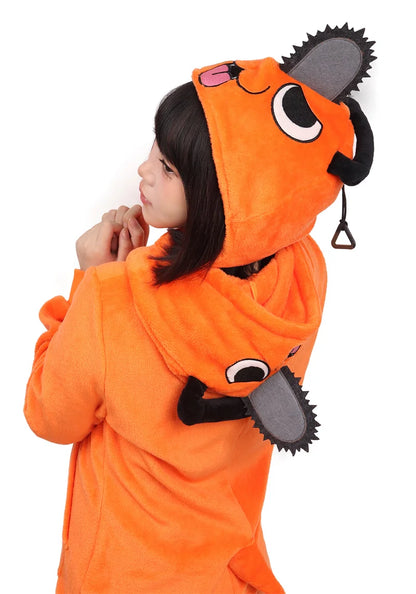 Chainsaw Man: DAZCOS  Pochita Peripheral Hat Denji Cosplay Soft Headgear Anime Orange Kigurumi Hat with Pochita Face Legs and Tail