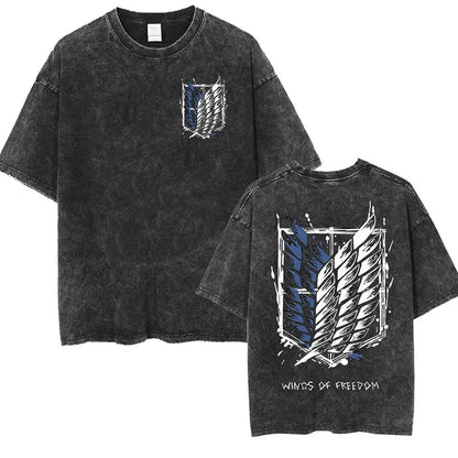 Attack on Titan: Men Women Cartoon Manga Merch Tshirt Men's Oversized T Shirts Washed Vintage Anime Attack on Titan Reiner Braun Graphic T-shirts