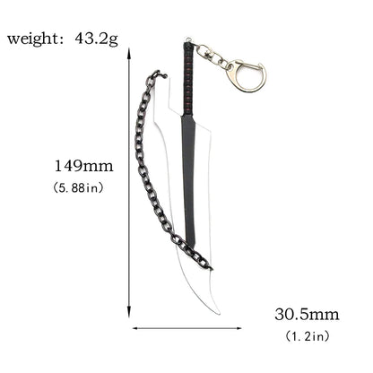BLEACH: Thousand-Year Blood War Keychain Kurosaki Ichigo Zangetsu Double Blade Weapon Pendant Key Chain for Men Car Keyring Gift