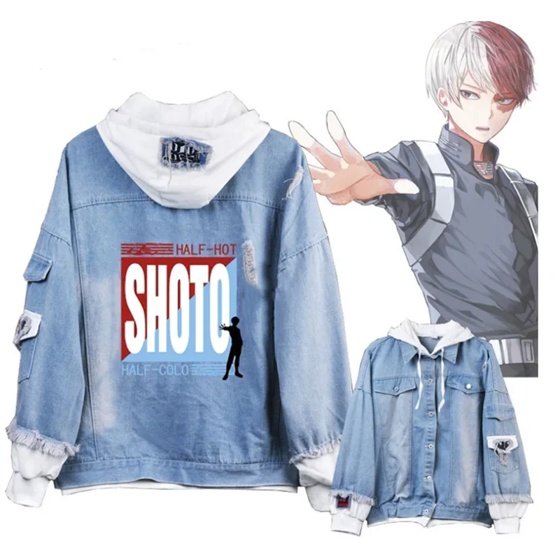 My Hero Academia: Midoriya Bakugou Katsuki Shoto Todoroki  Hoodie Denim Jacket