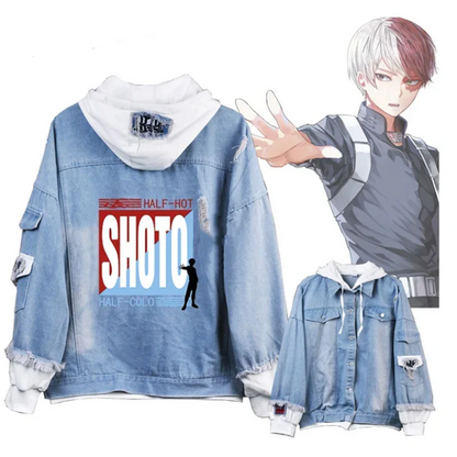 My Hero Academia: Midoriya Bakugou Katsuki Shoto Todoroki  Hoodie Denim Jacket