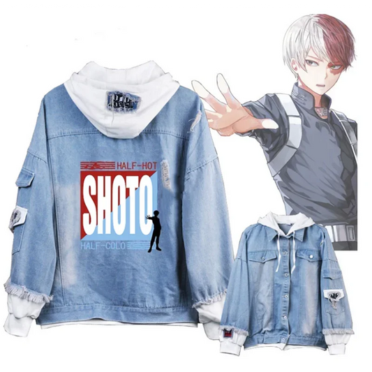 My Hero Academia: Midoriya Bakugou Katsuki Shoto Todoroki  Hoodie Denim Jacket