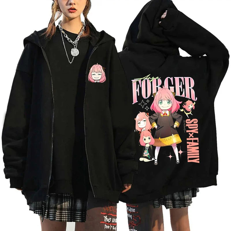 Spy x Family: Anya Forger Printed Zipper Hooded Fashion Women Men Zip Sweatshirt Casual Sport Hoodie Long Sleeve Top