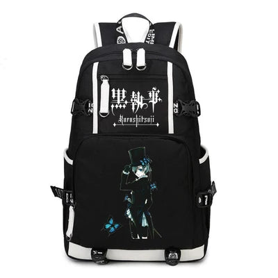 Black Butler: USB Backpack Book Bag Casual Travel Computer Men Women Girl Boys Cosplay Bag Schoolbag Laptop Bags