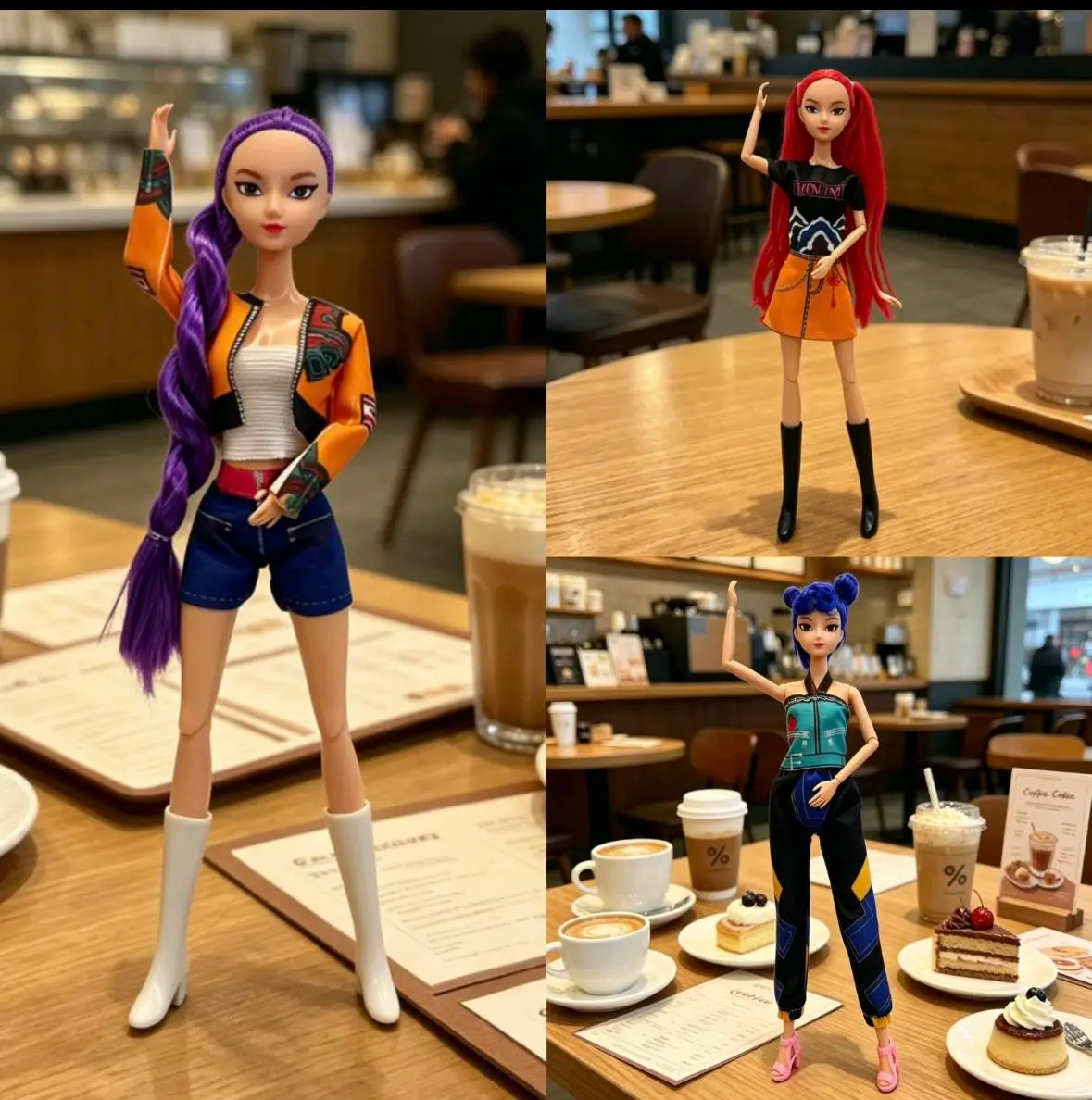 KPop Demon Hunters: Rumi Anime Figure HUNTRX Mira Zoey Action Figure Model Changeable Outfits Ornament Figurines Holiday Gifts