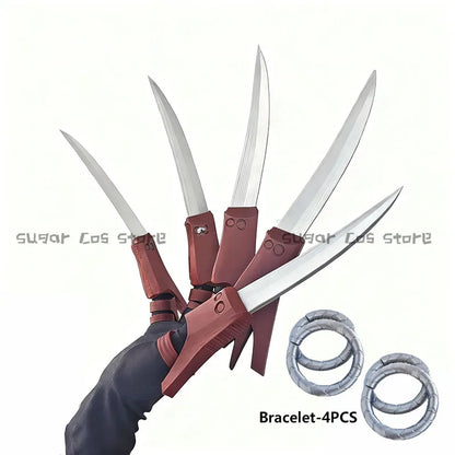 Gachiakuta: Jabber Wonger Cosplay Prop 3D Printing Silver Bracelet Ring Nails Accessories Full Set Halloween Party Adult