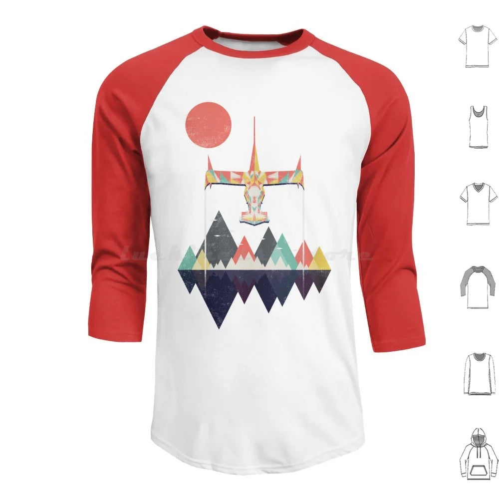 Cowboy Bebop: Swordfish Sunset Hoodie cotton Long Sleeve Sunset Geometric Space Mountains Swordfish Spike Colorful