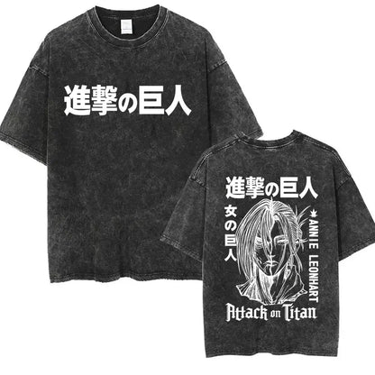 Attack on Titan: Men Women Cartoon Manga Merch Tshirt Men's Oversized T Shirts Washed Vintage Anime Attack on Titan Reiner Braun Graphic T-shirts