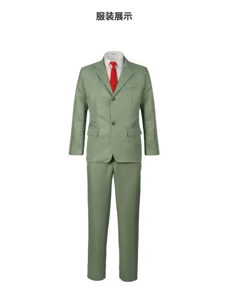 Spy x Family: Loid Forger Cosplay Costume Set Men Light Green Suit Twilight Outfit Shirt Pants Vest Red Tie Halloween