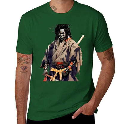 Afro Samurai: New Yasuke Black Samurai in 1579 Feudal Japan No. 4 on a Dark Background T-Shirt t-shirts man vintage t shirt mens t shirts pack