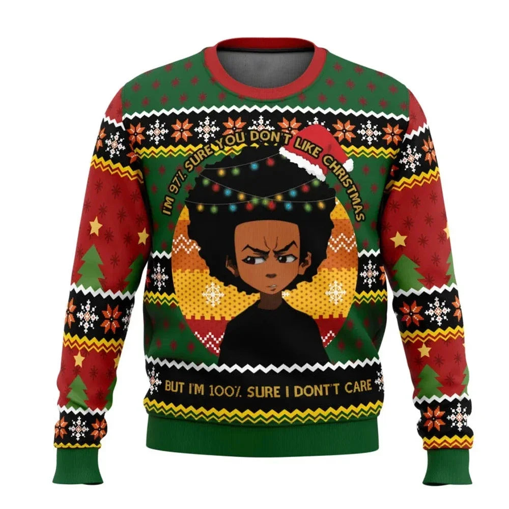 The Boondocks: Huey Freeman Ugly Christmas Sweater Cartoon Anime Women Men Pullover Top 2025 New Fashion Couple Hoodie Sweatshirt
