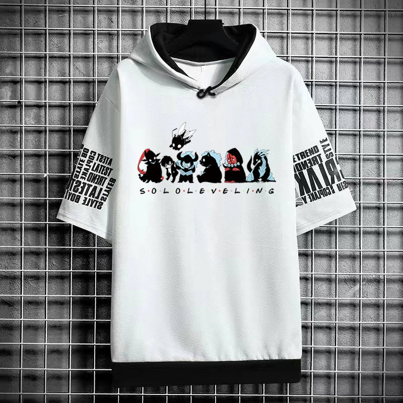 Solo Leveling :T-Shirt Hoodies New Anime Manga Black Shirt Tee Korean Fashion Short Sleeve Tops Graphic T Shirts Men's Clothing