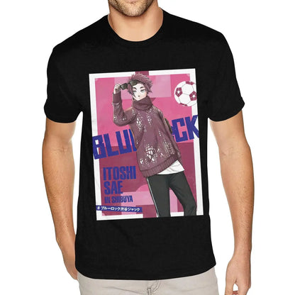 Blue Lock: Short Sleeve Crew Neck Natural Cotton Itoshi Sae TShirt Worlds Boyfriends S T Shirt