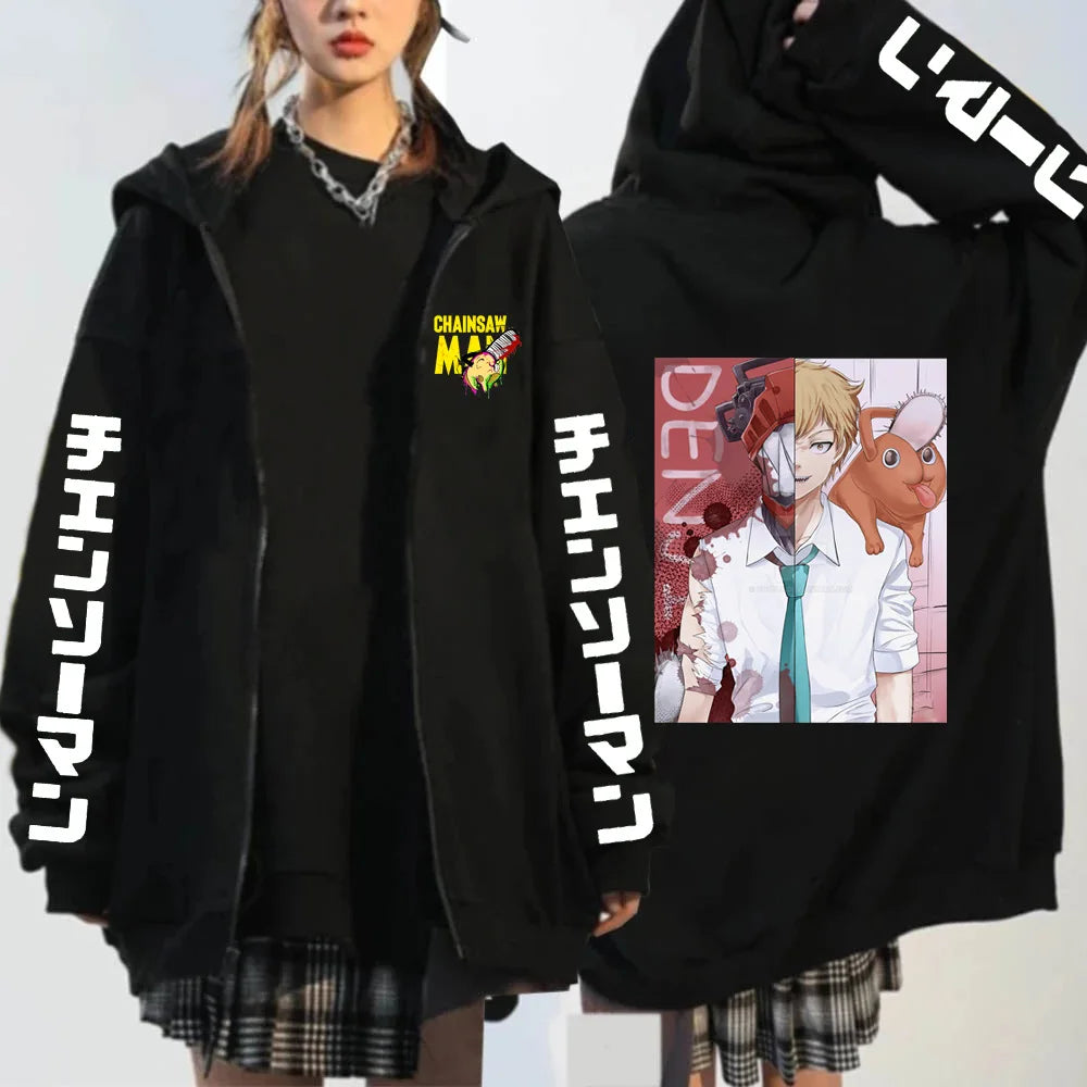 Chainsaw Man: Denji Demon Hoodie Men Anime Zip Up Hoodies Print Anime