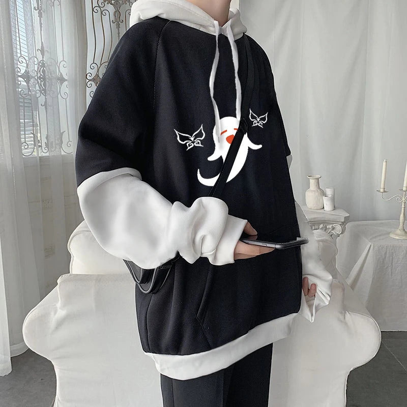 Genshin Impact: Harajuku Game Hoodies Men Xiao Mask Fangs Aesthetic Print Sweatshirt Long Winter Plus Size Streetwear Pullover