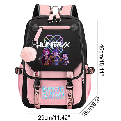 K-Pop Demon Hunters -  Bookbag Student Anime Kawaii School Bags USB Charging Backpack Teenagers Large Capacity Slayer Rucksack