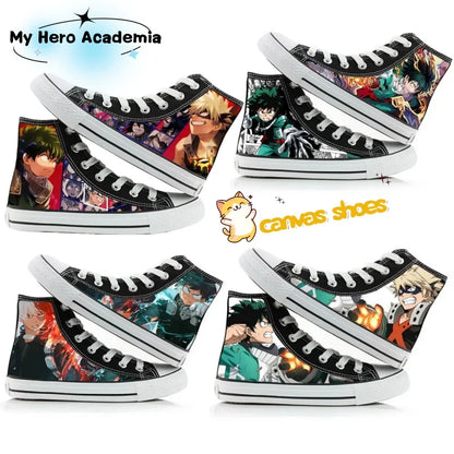My Hero Academia: high-top canvas shoes anime Izuku Midoriya student capplet shoes breathable and comfortable holiday gift