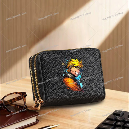 Naruto: Leather Wallet Cute Cartoon Printed Bags Fashion Zipper Short Coin Purse Multi-slot Bank Card Storage Bag Birthday Gift