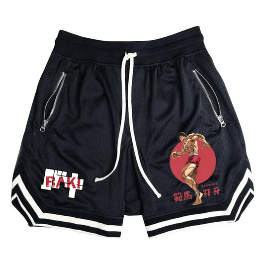 Baki Hanma: Active Athletic Shorts for  Print Breathable Quick Dry Basketball Shorts with Zippered Pockets Gym Fitness